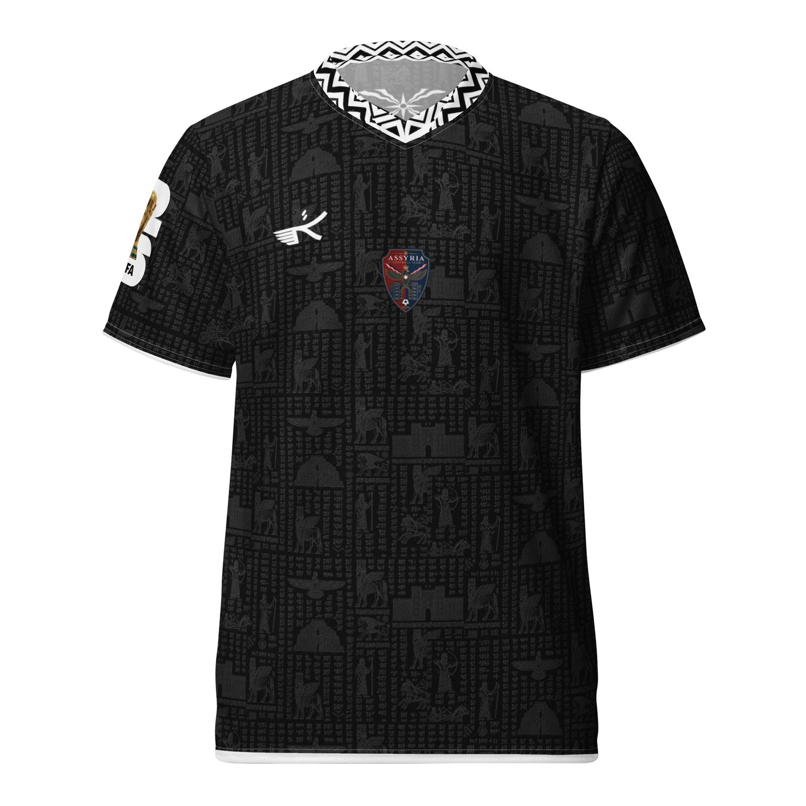 all-over-print-recycled-unisex-sports-jersey-white-front-6a0e8ead1698a.jpg Grey on black Assyrian Jersey concept design-unisex sports jersey - Image 1