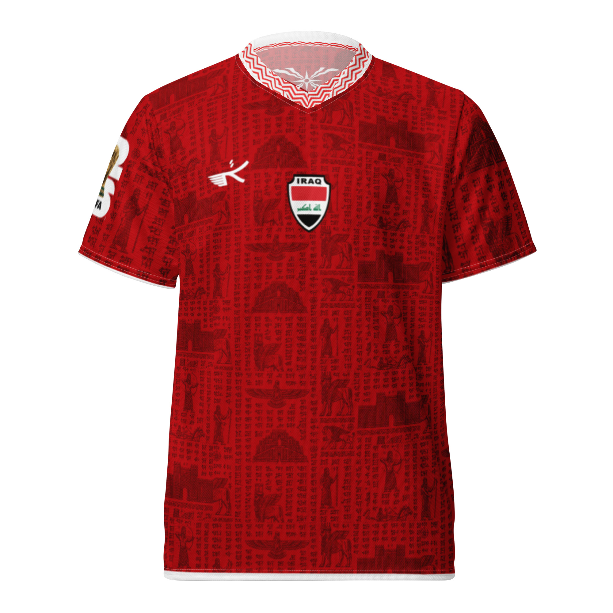 all-over-print-recycled-unisex-sports-jersey-white-front-6a0ecc754d74b.jpg RED Iraq Mesopotamian Jersey concept design-unisex sports jersey-2026 - Image 1